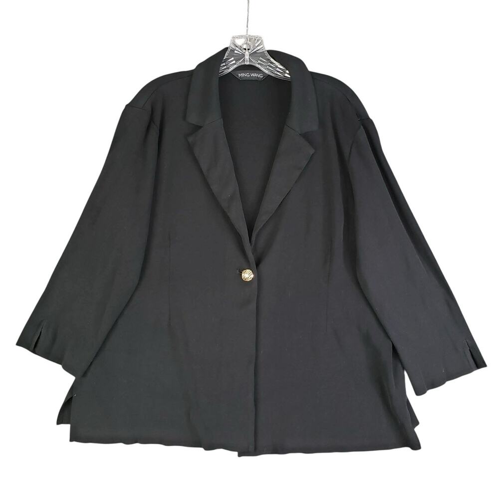 Ming Wang Women Knit Cardigan Jacket Size XL ? Black Career Capsule Stretch Knit - Picture 2 of 9